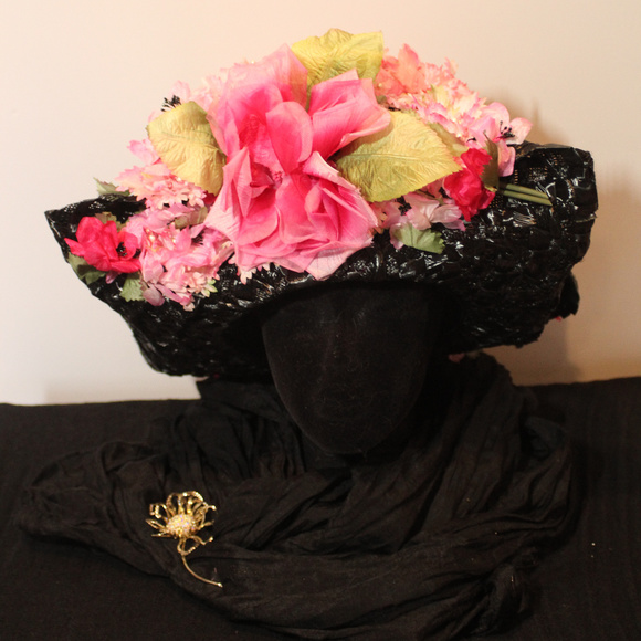 1960s Pink Floral Lace Spring Hat main image 7